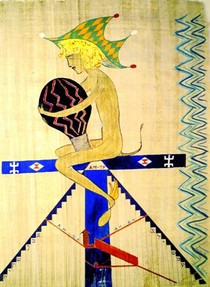 Der Lichtbringer, Öl auf Papyrus, (C) Sundra Kanigowski
