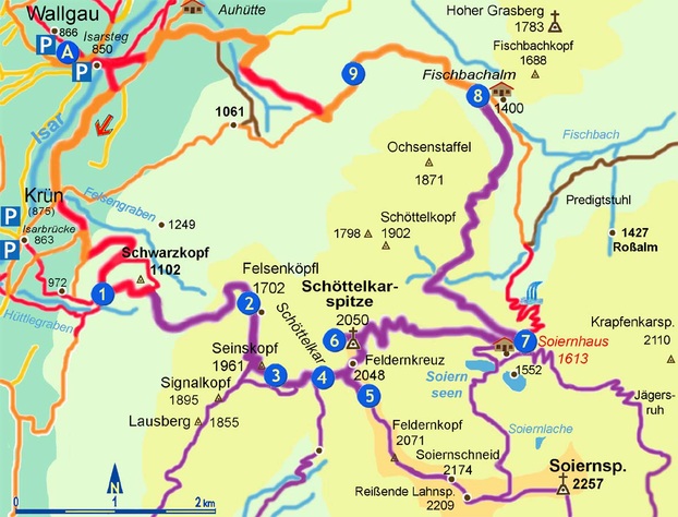 Wanderroute Wallgau-Schöttlekarspitze