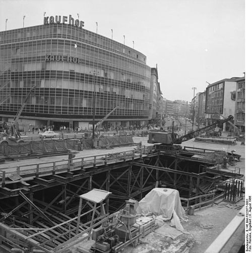 Bau der U-Bahn an der Hauptwache 1966