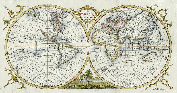 Historische Weltkarte von 1777