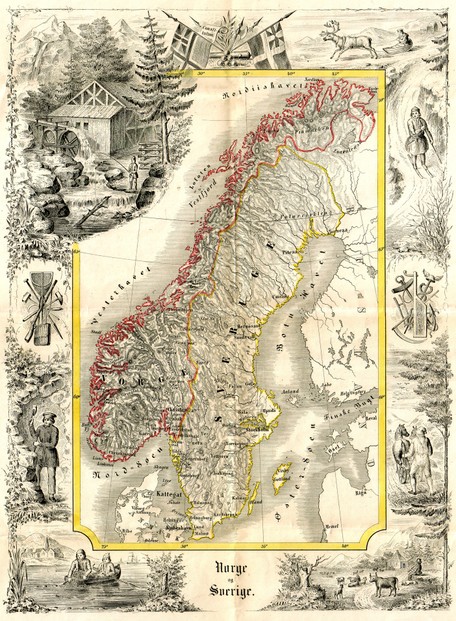 Karte Union Norwegen/Schweden 1847
