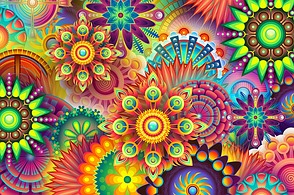 Farbe(n) in einem gemalten Mandala