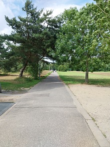 Der komplett asphaltierte Radweg ...