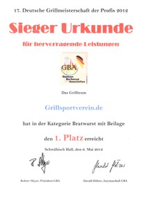 1.Platz Deusche Meisterschaft, Grillsportverein