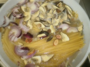 Spaghetti mit Sahne-Pilz-Soße Blitzgericht